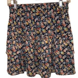 Loft skirt Yellow & Blue Floral tiered NEW xs petite